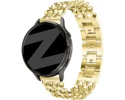 Bracelet métallique Bandz 'Double Chains' compatible avec Samsung Galaxy Watch 7 (40/44mm) / Galaxy Watch 6 (Classic) / Watch 5 (Pro) / Watch 4 / Watch 3 / Watch FE / Polar Ignite 3-2 / Pacer / Unite / Huawei GT3 - GT2 / Amazfit GTS 4-3-2 (Or)