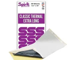 "Spirit Classic Thermal Tattoo Stencil Transfer Paper– Extra Long 8.5"" x 16"" Sheets (20 Units) | Compatible with All Thermal Printers | Skin Safe, Certified Vegan, USA Made "