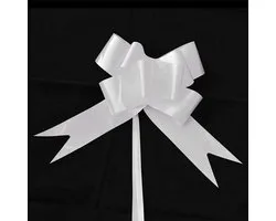 SHATCHI Large 50mm/5cm Ribbon Pull Bows for Party Wall Gift Packaging Christmas Trees Wedding Birthday Baskets Decoration Florist White 20pcs