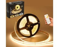 Lichtendirect – COB LED Strip - 10 Meter – 608 LEDs/m – Dimbaar & Egaal Licht – 3 Lichtkleuren – Inclusief Afstandsbediening – 3000K/4500K/6500K- LEDSTRIP