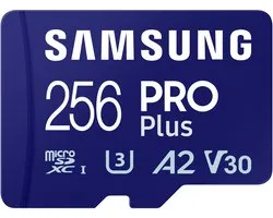 Samsung PRO Plus - Micro SD Kaart - Inclusief SD Adapter - 180 & 130 MB/s - 256 GB