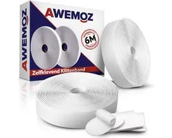 AWEMOZ Klittenband Zelfklevend - 6 Meter Lang - Velcro Wit - Extra Sterk