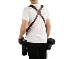 Dailygoods- Camerariem Dubbel - Verstelbaar - Hoge Kwaliteit - Lederen - Retro Stijl - Comfortabel en Duurzaam - Camera Harnas