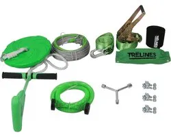 Tyrolienne avec frein - Kit Zipline - Jeu extérieur - Système de montage rapide - Câble de 30 mètres - Vert noir