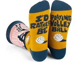 Grappige Sokken voor de Volleyballer met tekst op zolen: I'd rather be playing Volleybal - maat 38-44 - Beachvolleybal