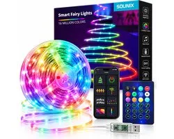 Sounix Led strip - 10 meter met Smart App en Afstandsbediening - RGB - Dimbaar - IP 65 - Smart LED light verlichting - Led-strips - Timer en muziek modus
