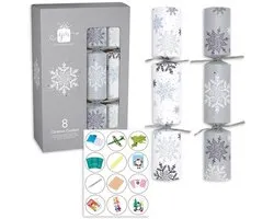 Craquelins de Noël Tom Smith Argent-blanc 8 pièces