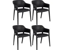 CLP Puebla Set de 4 chaises de jardin - Empilable - Résistant aux intempéries - Plastique - noir