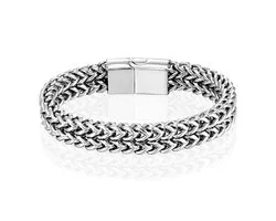 LGT JWLS Heren Armband - Dubbele Curb Chain van Edelstaal, Zilver-19cm