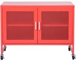 Furnish - Opbergkast - 2 planken - Met wielen - Rood