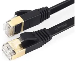 DrPhone UltraLink - Câble Internet 15 mètres - Garantie à vie - Câble Ethernet plat CAT6 UTP RJ45 - Câble réseau - Zwart