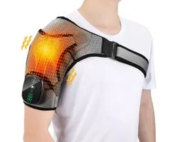 Elektrische Verwarming Massage Pad voor Schouders – 3-Snelheden Instelbare Verhitte Rug- en Schouderbrace, Draagbare Relaxerende Nek- en Schoudermassageband | Massageapparaat Schouders en Nek