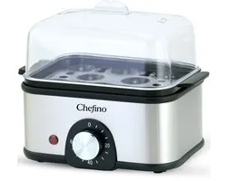 Chefino Eierkoker – Elektrisch – 8 Eieren – RVS – BPA-vrij – Timer & Automatische Uitschakeling – Inclusief Maatbeker met Eierprikker – Anti-oververhitting – Zilver/Zwart