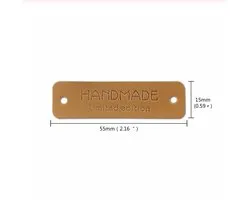 WiseGoods - Labels “Handmade” en “Limited Edition” PU Leer - Leren Label Set Handgemaakt - Lederen Labeltjes - 48 stuks - Bruin