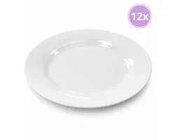 Assiettes de restauration - 27 cm - 12 pièces - Wit - Restauration - Set - Pack - Assiettes Witte - Qualité - Porcelaine - Assiette plate - Assiette petit-déjeuner - Assiette déjeuner