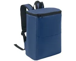 Koelrugzak van 600D RPET polyester met gevoerde, verstelbare schouderbanden, 1 ritsvak van mesh aan de zijkant en 1 voorvak. PEVA-voering met 13 mm PE-schuimisolatie. Inhoud 11 liter. kleur blauw