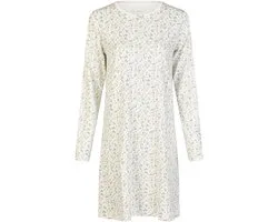 By Louise Dames Nachthemd Interlock Lange Mouw Wit Gebloemd - Taille S