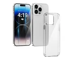 Hoesje geschikt voor iPhone 14 Pro case transparant - 2x screenprotector - extra sterk beschermglas