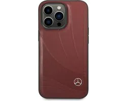 Coque arrière rigide Mercedes-Benz iPhone 14 Pro - Cuir véritable - New Wave III - Rouge