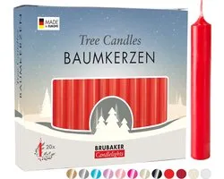 BRUBAKER 100 Pack de Bougies d'Arbre en Cire - Bougies de Noël Bougies Pyramides Bougies d'Arbre de Noël - Rouge
