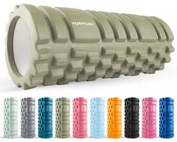 Tunturi Yoga Grid Foam Roller - Roller de Massage 33 cm de long - Rouleau en mousse - Fitness Roller - Vert armée - Incl. application de remise en forme gratuite