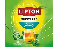 Lipton Feel Good Selection Thé Vert Menthe - 100 Sachets - Thé Vert Menthe - Grand Format - 1 Boîte