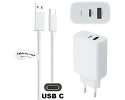 OneOne 25W super snellader met 2 poorten + 1,0m sterke USB C kabel. PD lader. Oplader adapter past op Sony SRS-NB10, SRS-XB13, SRS-XB 23, SRS-XB33, SRS-XB43, SRS-XB100, SRS-XG300, ULT Field 1, WLA-NS7, XE-200, XE-300, LSPX-S3