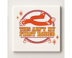 Ce n'est pas My First carreau en céramique de rodéo – Carrelage mural style cowboy Western 15 x 15 cm – Cadeau idéal pour les amoureux de la campagne et de la décoration intérieure.