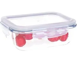 B-Home Vershoudbakje/lunchbox - luchtdicht - met clips - glas - 17 x 13 cm - 630 ml