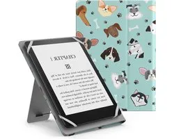 Housse universelle pour liseuse électronique et Fire Tablet - Housse en cuir PU léger avec sangle de transport et support - Design à plusieurs chiens - Compatible avec Kindle, Kobo, Lenovo, Sony - 6", 7" - Étui de couverture pour livre électronique