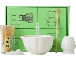 Matcha Thee Set - Kom - Klopper - Thee Zet Set - Wit