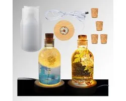 Epoxy Set Giethars Fles met Verlichting - Epoxy Starterspakket - 3D Siliconen Mal - Uv Resin Gietmal Set