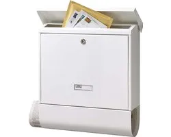 Letterbox with newspaper compartment - galvanised steel - slot format DIN C4 - 2 keys - AMZ 2500 - white - large capacity