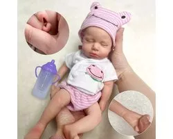 Pop Reborn en Siliconen Solid Bébé fille , 30 cm, Micro réaliste , en Siliconen liquide, corps entier , Mini Poupées nouveau-nées endormies, ressemblant à de vrais bébés.