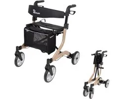 Déambulateur Parvum SuperLight Plus - Déambulateur léger (5,2 kg) - Incl. porte-canne, sac et dossier - Champagne
