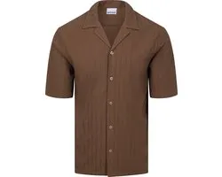 Supply & Co Short Sleeve Overhemd Stretch Bruin - Maat L - Heren - Overhemden Casual