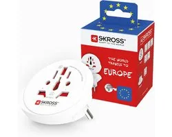 Thijox - Universele Reisadapter SKROSS World to Europe - Compacte Adapterstekker voor 2- en 3-polige Apparaten - Geschikt voor Meer dan 220 Landen - E