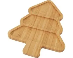 POP Klein bamboe serveerplateau Kerst 30x22x1,5cm – Dienblad Kerst in kerstboomvorm met 3 vakken, bamboe charcuterieplank & feestelijke serveerschaal voor snacks en koekjes