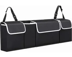 Auto Organizer Kofferbak, Auto Organizer, Autostoel Organizer, Auto Accessories, Universele Kofferbak Opbergtas Multi Pockets Auto Achterbank, Autostoel Rugleuning Organisator, Houdt Auto Netjes En Schoon, 4Zakken, Zwart, 90x25x12 cm