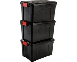 IRIS Store-It-All Opbergbox - 60L - Kunststof - Zwart - Set van 3