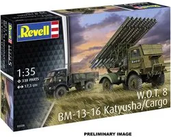 Revell Modelbouwpakket Auto - 63338 Fordson - BM-13-16 op WOT8 Katyusha/Cargo - Militaire Truck - Model Set Plastic - 1:35 - Modelbouw
