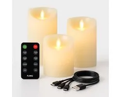 FlinQ ensemble 3 bougies LED rechargeables