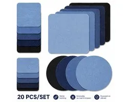 BukkitBow - Set de réparation de Jeans de Luxe - 20 Set thermocollants en Denim - Vêtements pour la réparation de pantalons à DIY