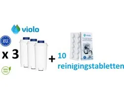 VIOLO waterfilter voor DELONGHI koffiemachines, vervangend - DELONGHI DLS C002 - 3 stuks + VIOLO Reinigingstabletten voor koffiemachines 10 tabletten