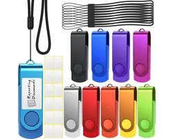 Clé USB 10 pcs GB Flash USB 2.0 Clés USB 16 GB Rotative Thumb Drive Multi-Color Pen Drive Stockage de données avec indicateur LED