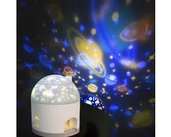 Framehack - Nachtlamp - Kinderen - Baby - LED - Oplaadbaar met 6 dia thema`s - Projector op muren - Draadloos - Sterren projector - Kinderlamp - Muziekdoos - Sterrenlamp - Unicorn - Planeten - 3in1 - Sinterklaas - Kerst - Bed lamp