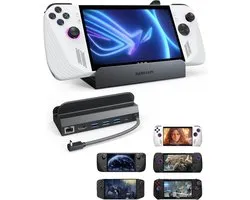 6 in 1 Loot Docking Station voor ASUS ROG Ally X, Steam Deck OLED en Legion Go met HDMI 2.1, 4K@120Hz, 3 USB-A 3.0 poorten en 100W USB-C Opladen