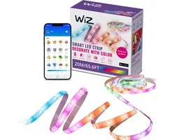 Bande LED WiZ - 20 mètres - RGBIC - Installation facile - Lumière colorée et Wit - Synchronisation musicale - RGBIC ; plusieurs couleurs simultanément