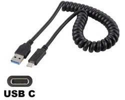 Câble spiralé OneOne 0,4m USB C. Câble de charge puissant pour la voiture. Câble de charge compatible avec Universal Microsoft, LG, Lenovo, HTC, Honor, Samsung, Huawei, Motorola, Xiaomi, Kobo (Rakuten), Astell&Kern, Bose, Bryton, Mio