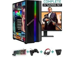 ScreenON - Complete GTA V Gaming PC Set - X10649 - V1 ( Game PC X10649 + 24 Inch Monitor + Toetsenbord + Muis + Controller )